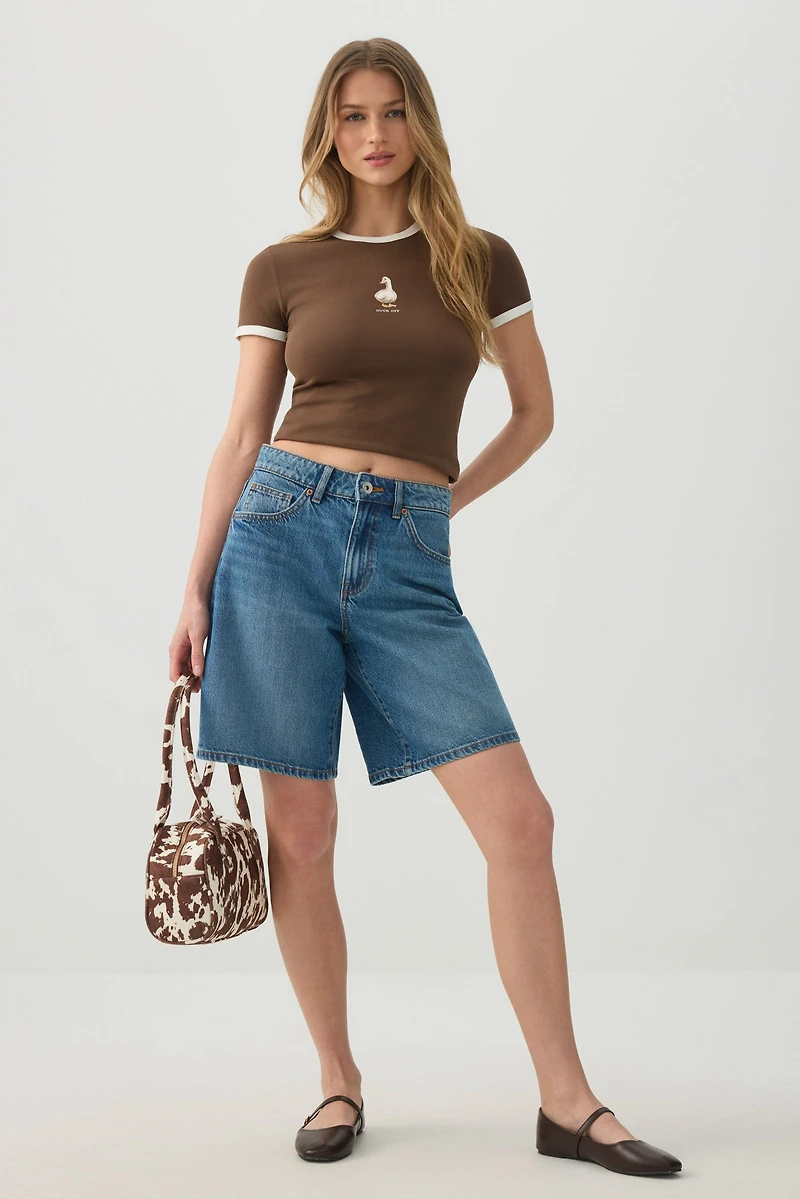 T-shirt graphique à bordures contrastantes