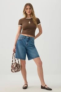 T-shirt graphique à bordures contrastantes