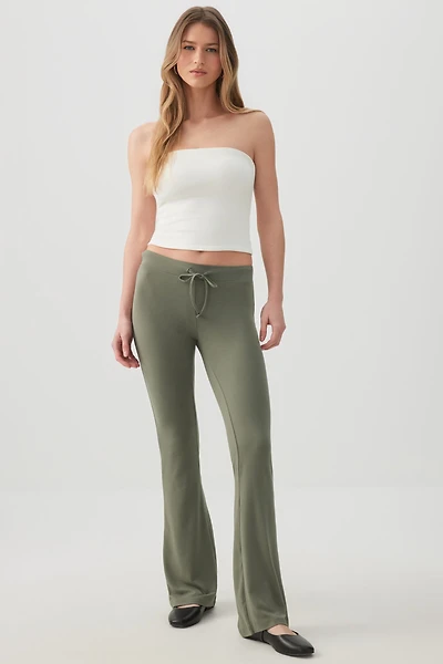 Ardene Super Soft Flare Leggings in Khaki | Size | Polyester/Elastane | Eco-Conscious