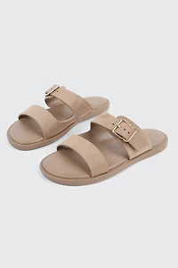 Sandales à talon plat en faux suède