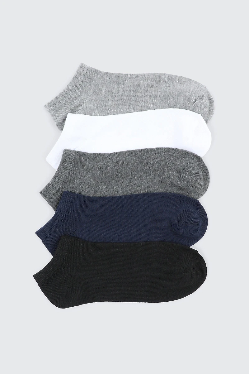 Ardene 5-Pack Solid Ankle Socks in Dark Blue | Polyester/Spandex