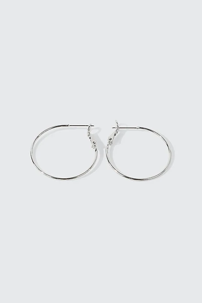 Ardene 14K White Gold Plated Hoop Earrings in Silver | Stainless Steel