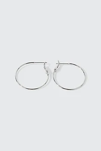 Ardene 14K White Gold Plated Hoop Earrings in Silver | Stainless Steel