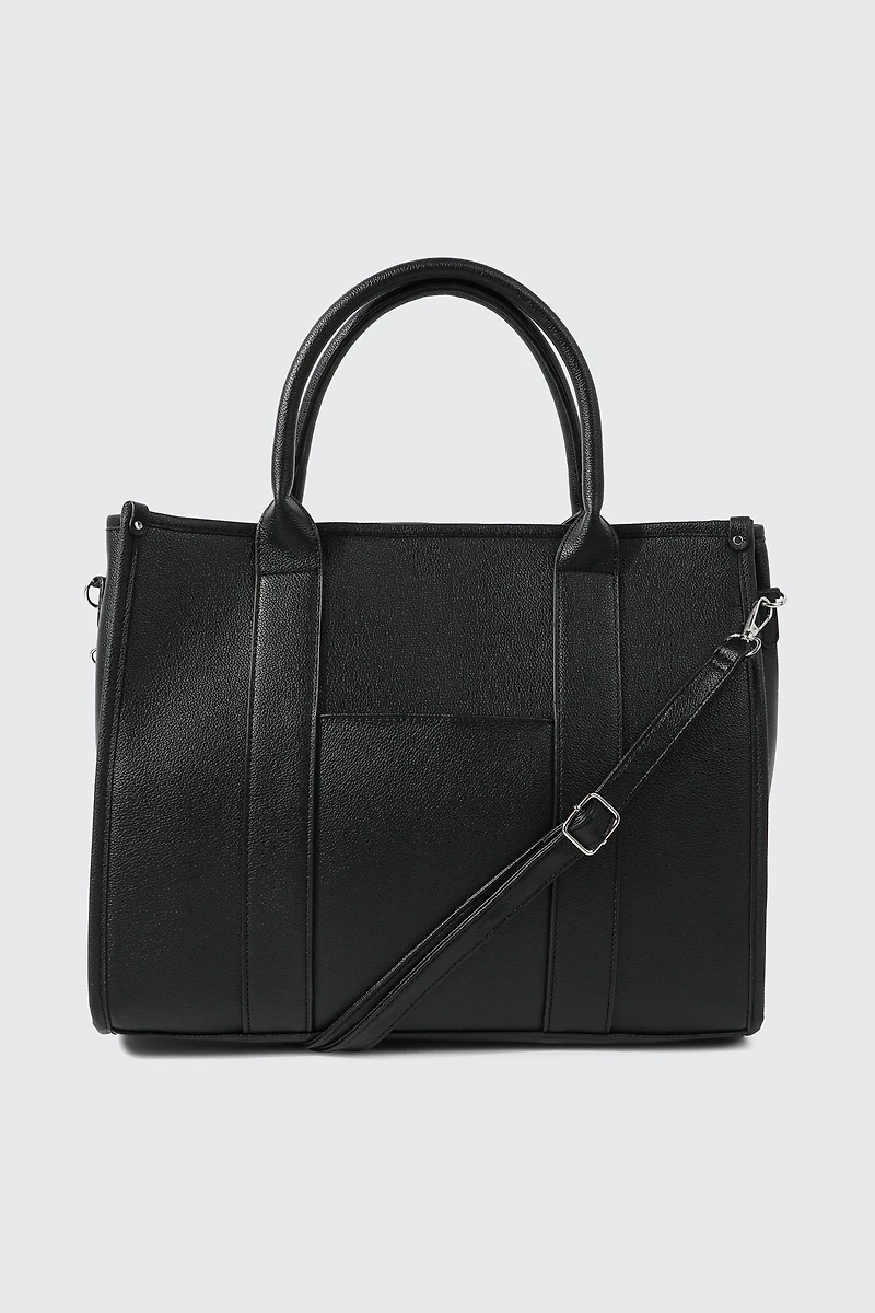 Ardene Faux Leather Tote Bag in Black | Faux Leather/Polyester | Eco-Conscious