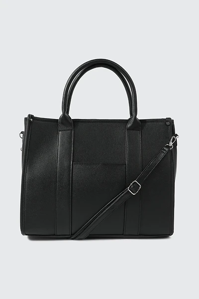 Ardene Faux Leather Tote Bag in Black | Faux Leather/Polyester | Eco-Conscious