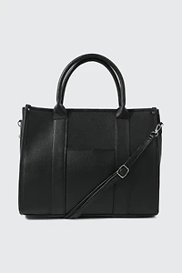 Ardene Faux Leather Tote Bag in Black | Faux Leather/Polyester | Eco-Conscious