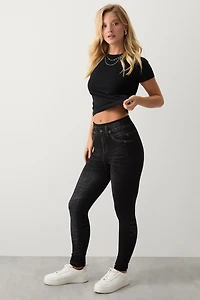 Ardene Denim-Like Leggings in Black | Size | Polyester/Rayon/Spandex