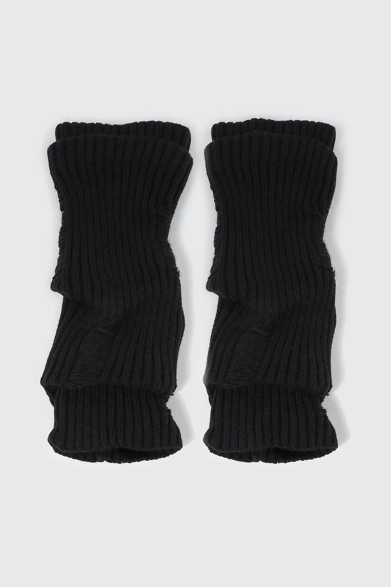 Ardene Leg Warmers with Ripped Details in Black