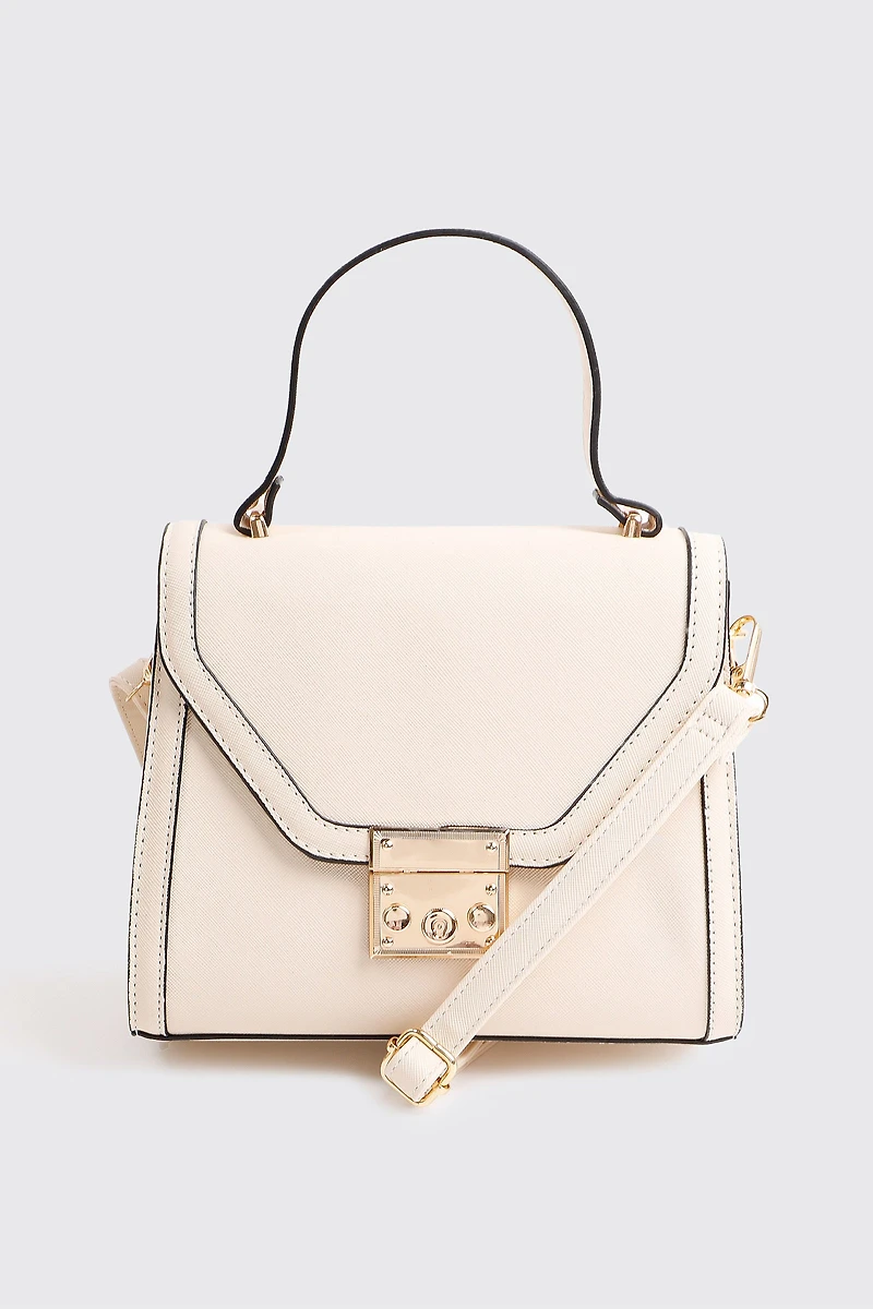 Ardene Small Structured Bag in Off-White | Polyester