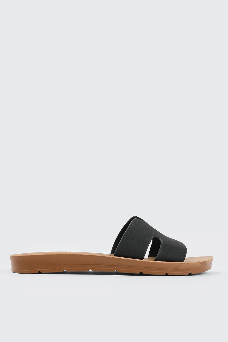 Ardene H-Strap Sandals in | Size 11 | Faux Leather | Eco-Conscious