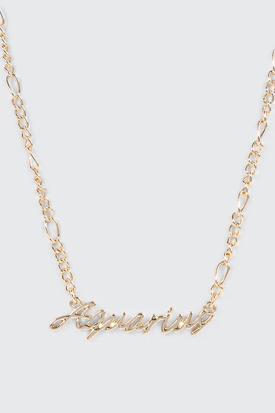 Ardene Aquarius Zodiac Chain Necklace in Gold
