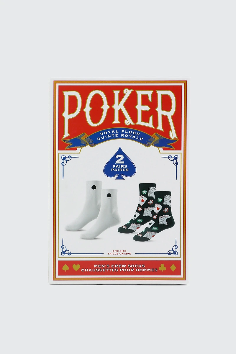 Ardene Man 2-Pack Poker Sock Gift Set For Men in White | Polyester/Spandex/Cotton