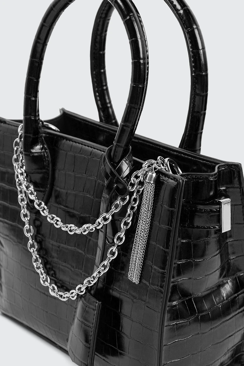 Ardene 2-Row Bag Charm with Tassel in Silver