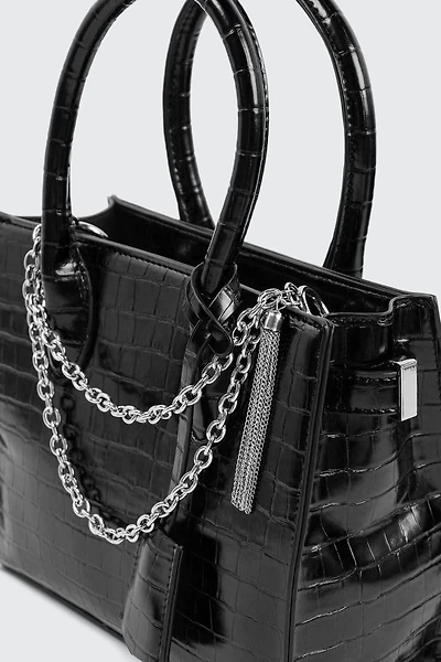 Ardene 2-Row Bag Charm with Tassel in Silver