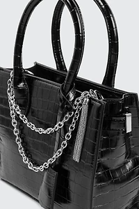 Ardene 2-Row Bag Charm with Tassel in Silver