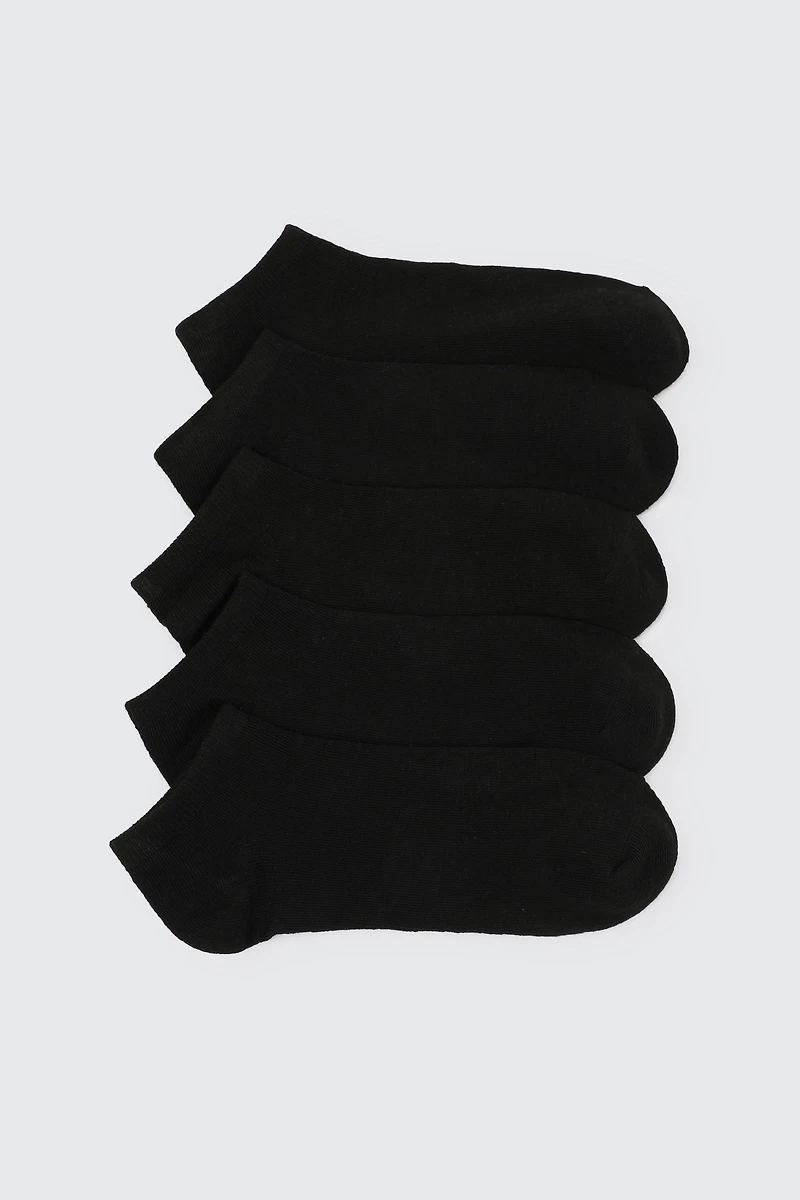 Ardene 5-Pack Solid Ankle Socks in Black | Polyester/Spandex