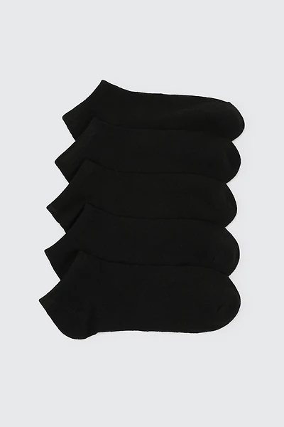 Ardene 5-Pack Solid Ankle Socks in Black | Polyester/Spandex