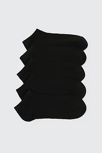 Ardene 5-Pack Solid Ankle Socks in Black | Polyester/Spandex