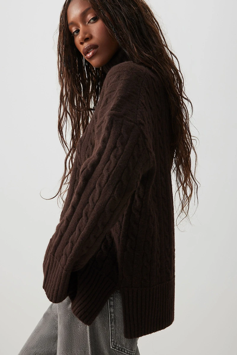 Ardene Cable Knit Turtleneck Sweater in | Size | Polyester/Spandex