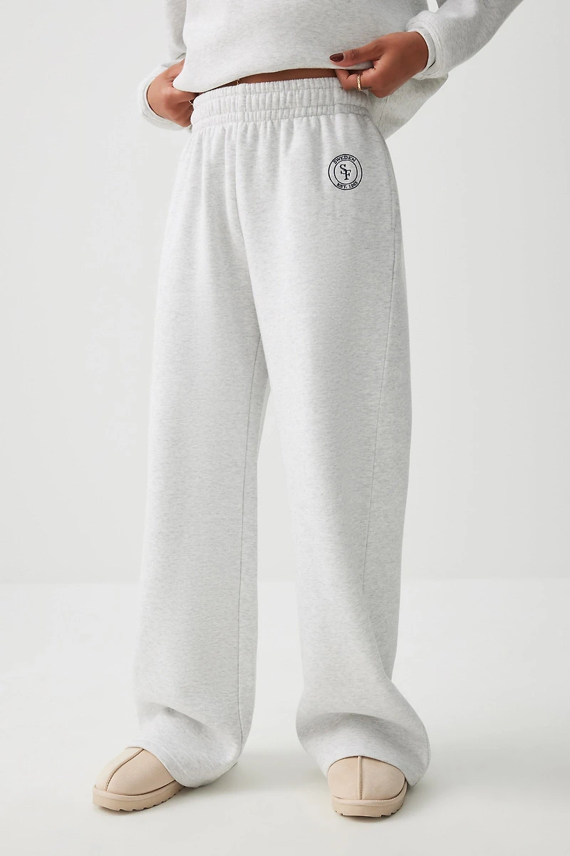 Pantalon de jogging jambe large à broderie