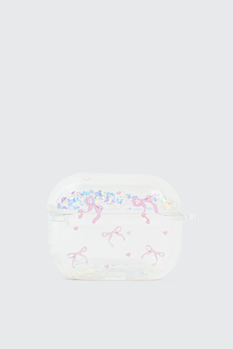 Ardene Bow & Glitter AirPods Case in Clear