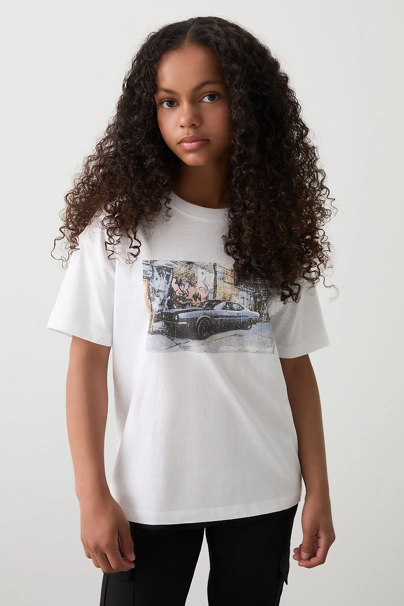 Ardene Kids Oversized Graphic T-Shirt in | Size | 100% Cotton