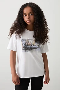 Ardene Kids Oversized Graphic T-Shirt in | Size | 100% Cotton
