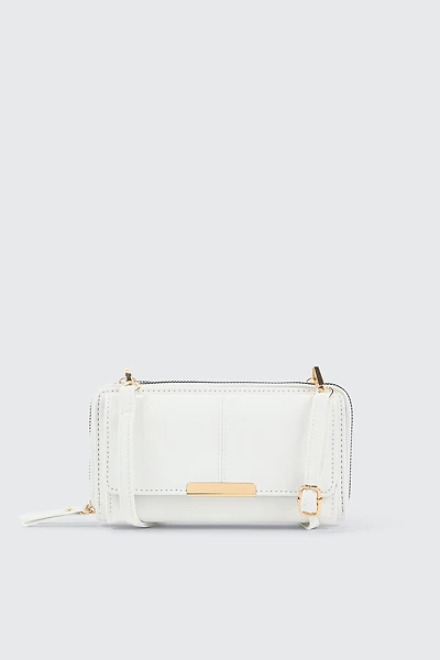 Ardene Crossbody Wallet in White | 100% Recycled Polyester/Faux Leather | Eco-Conscious