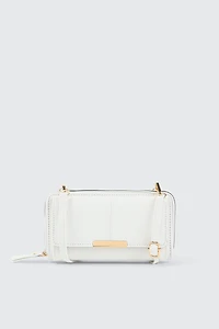 Ardene Crossbody Wallet in White | 100% Recycled Polyester/Faux Leather | Eco-Conscious