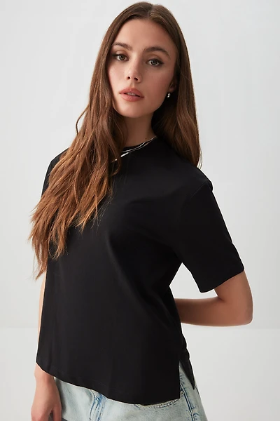Ardene Boxy Crew Neck T-Shirt in | Size | Polyester/Cotton