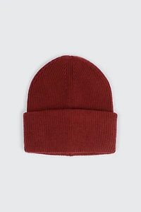 Ardene Wide Cuff Rib Beanie in Burgundy | Polyester/Rayon/Nylon
