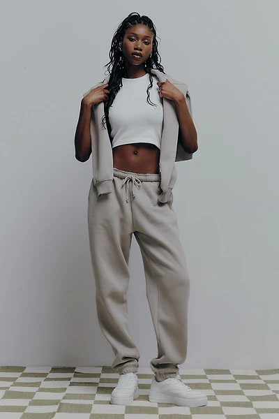 Ardene MADESOFT Fleece Baggy Sweatpants in Pebble Taupe | Size | Polyester/Cotton | Eco-Conscious