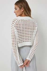 Pull raglan court à maille ouverte