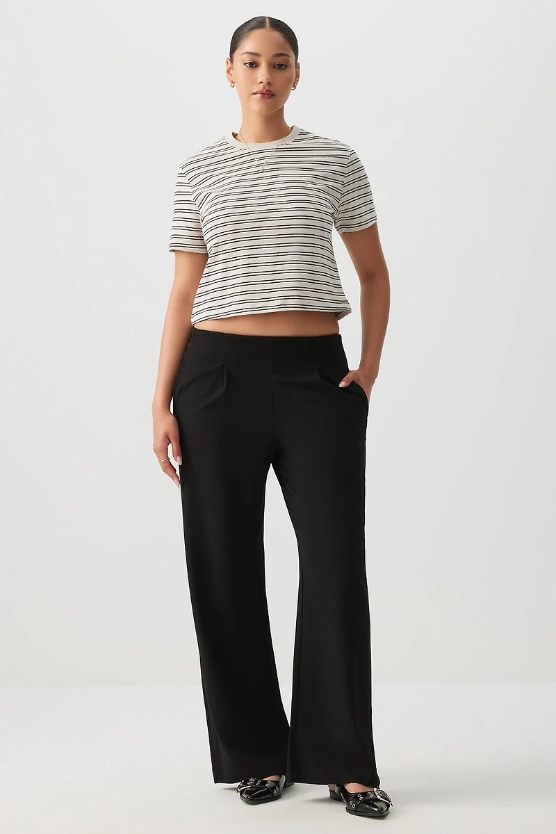 Ardene High Rise Wide Leg Pleated Pants in | Size | Polyester/Spandex