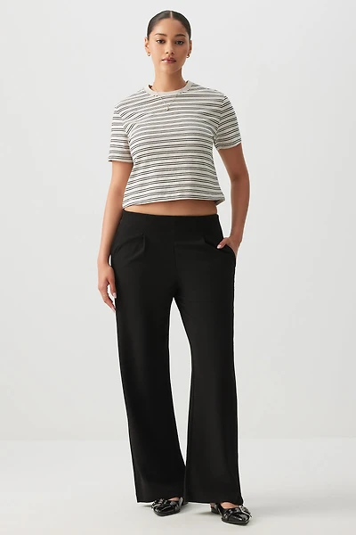 Ardene High Rise Wide Leg Pleated Pants in | Size | Polyester/Spandex