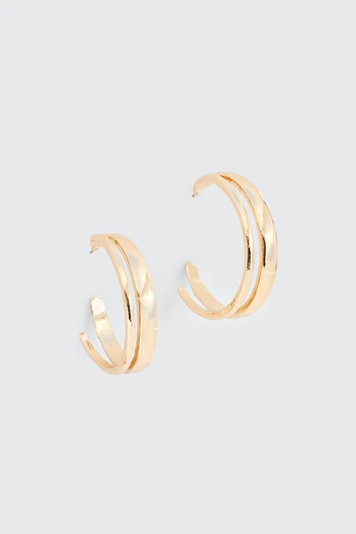 Ardene Double Hoop Earrings in Gold | Stainless Steel