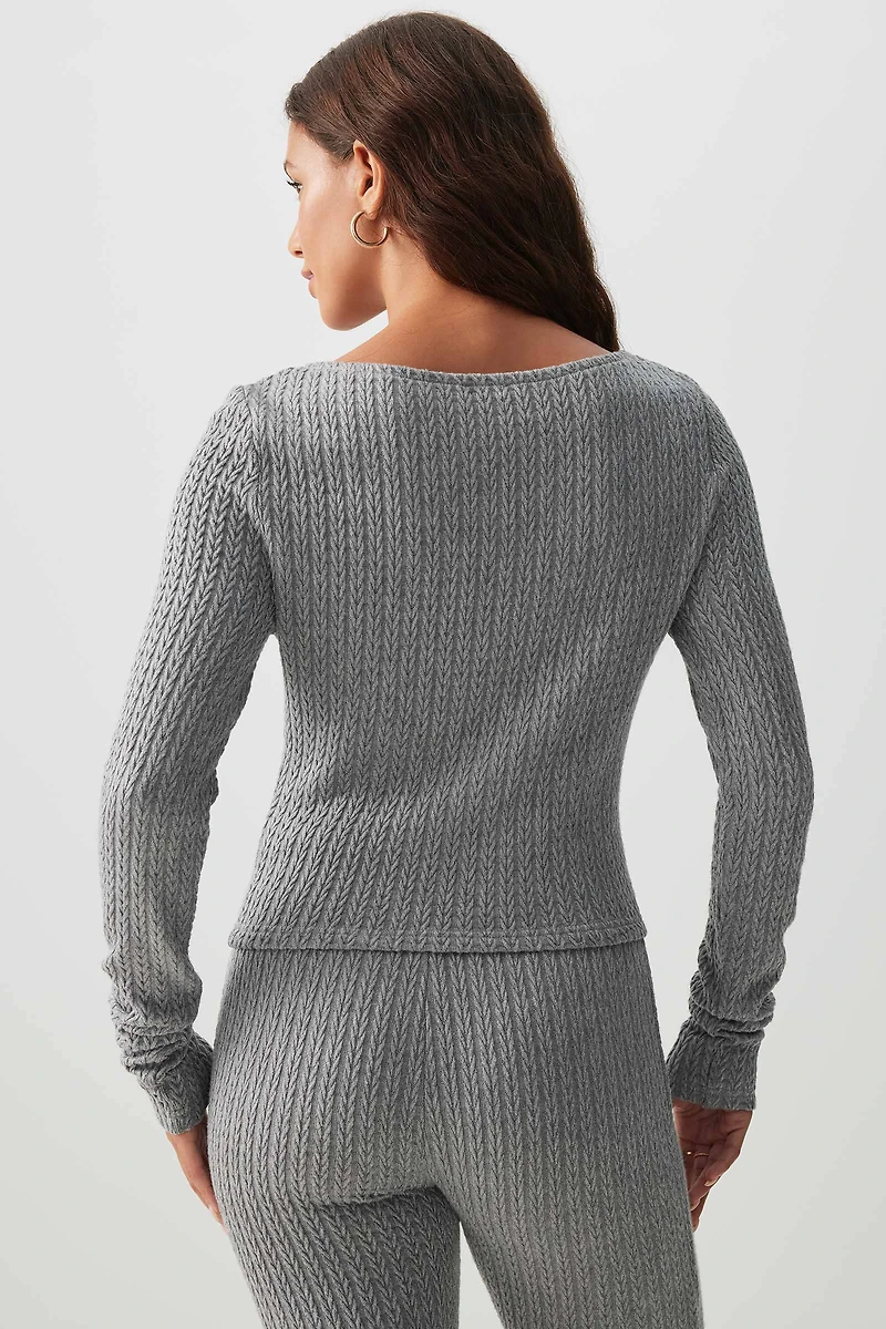 Haut à manche longues en tricot torsadé