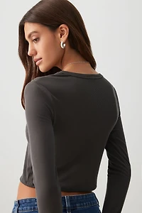 T-shirt ultracourt à manches longues graphique