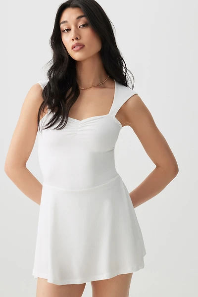 Ardene Mini Skater Dress with Integrated Shorts in White | Size | Polyester/Spandex