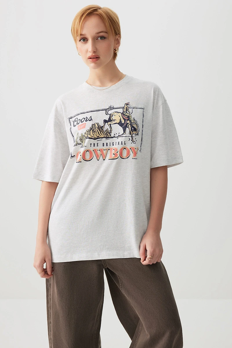 Ardene Coors Oversized T-Shirt in Light Grey | Size | 100% Cotton