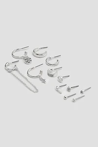 Ardene 12-Pack of Mix & Match Earrings in Silver | Stainless Steel