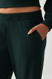 Pantalon à jambe large en tricot brossé