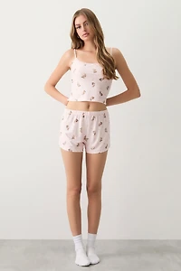 Ardene Printed Super Soft PJ Set in Light Pink | Size | Polyester/Spandex | Eco-Conscious