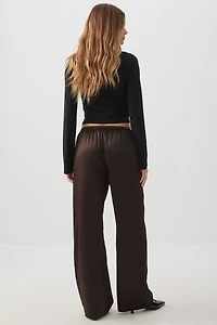 Pantalon à jambe large en satin