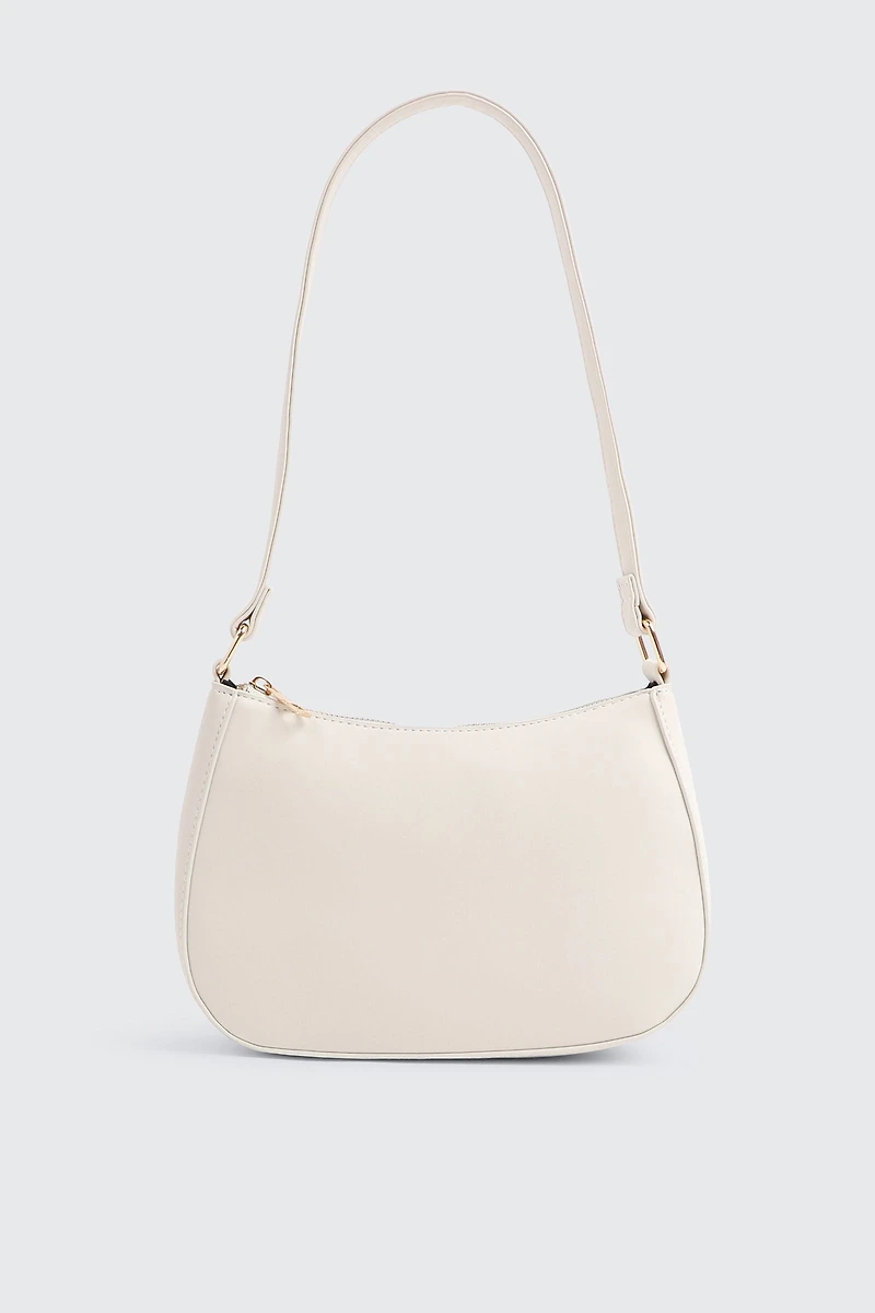 Ardene Faux Leather Shoulder Bag in Off-White | Faux Leather/Polyester