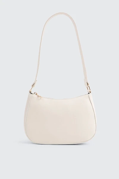 Ardene Faux Leather Shoulder Bag in Off-White | Faux Leather/Polyester