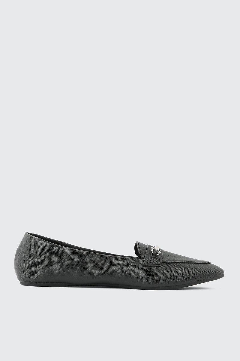 Ardene Pointed Toe Loafers in Black | Size | Eco-Conscious