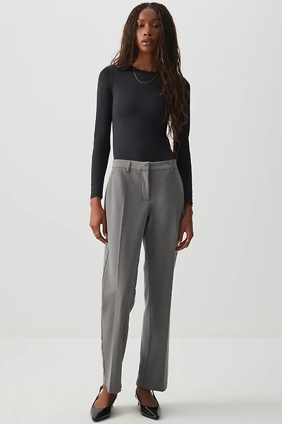 Ardene Mid Rise Straight Leg Trousers in Grey | Size | Polyester/Elastane/Viscose