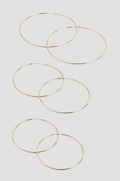 Ardene 3-Pack of Hoop Earrings in Gold | Stainless Steel