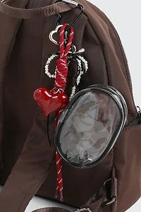 Ardene Multi Charm keychain with Pouch in Burgundy